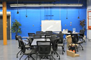 Burlington Technical Center's new makerspace includes flexible work areas with moving tables, whiteboards and chairs. | Photo: Alexandre Silberman/Register
