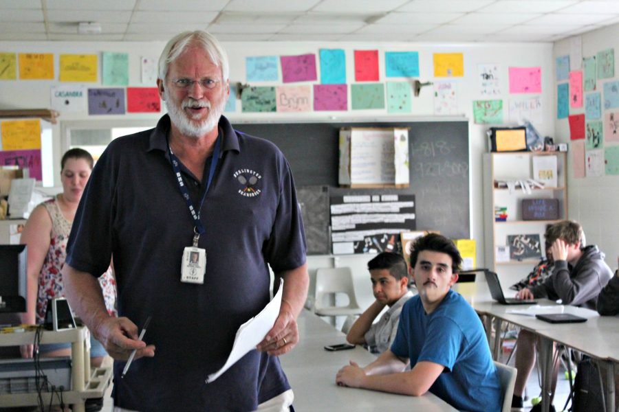 Mike Interlandi chuckles while teaching health on May 18. He will be retiring this June after teaching and coaching at BHS for 20 years. | Photo: Alexandre Silberman/Register