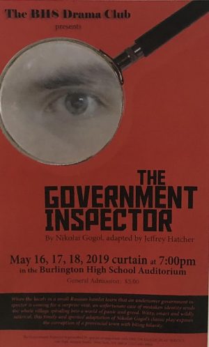 The Government Inspector poster advertises the show in the BHS lobby.. Photo: Anessa Conner