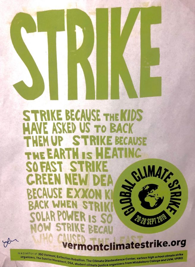 Burlington High School's environmental club LEAP, put posters detailing the strike around school