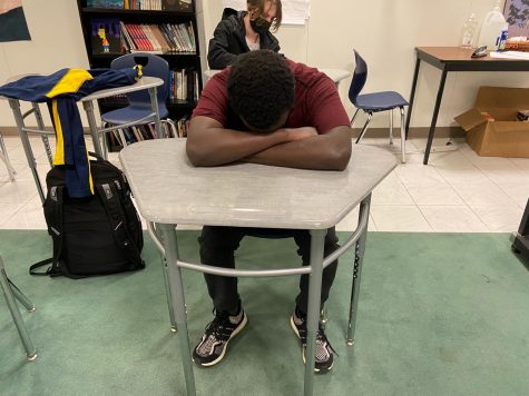 Student sleeping in class. Photo: Clio Burns