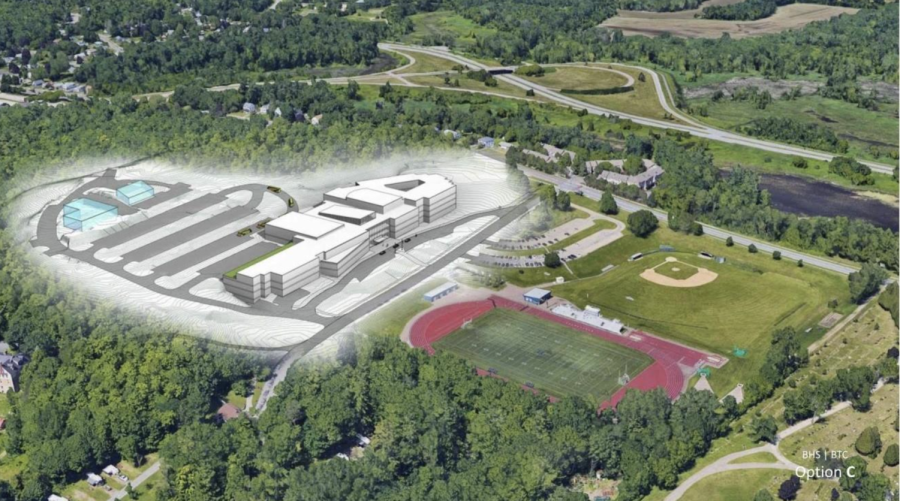 Digital rendering of Option C new BHS/BTC high school design. Photo: Burlington School District