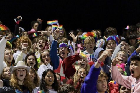 Students cheer at the homecoming football game. Photo: Soni Laughlin