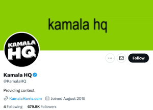 Kamala Harris's official response page on X.