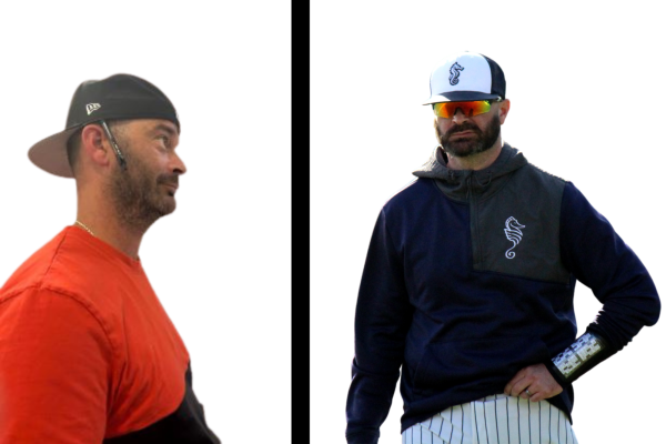 Cagney Bingham at work as a Student Support Specialist (left). Coach Cagney on the field (right). 