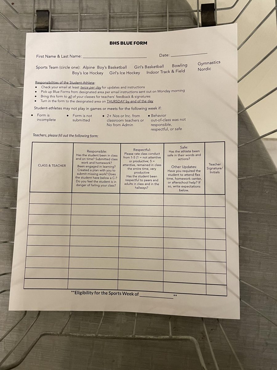 Blue form sheet