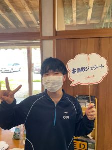 Tottori student in a local gelato shop.

