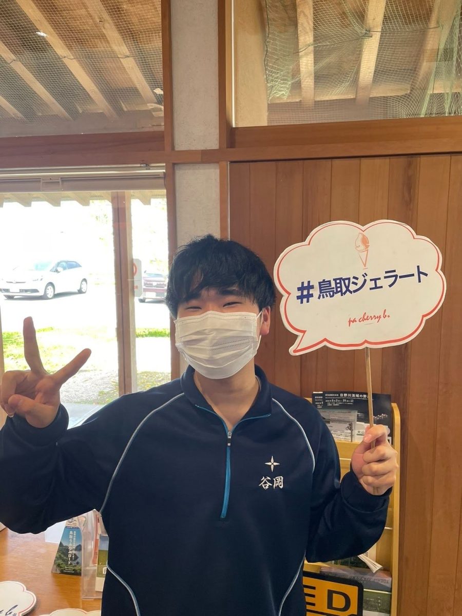 Tottori student in a local gelato shop.
