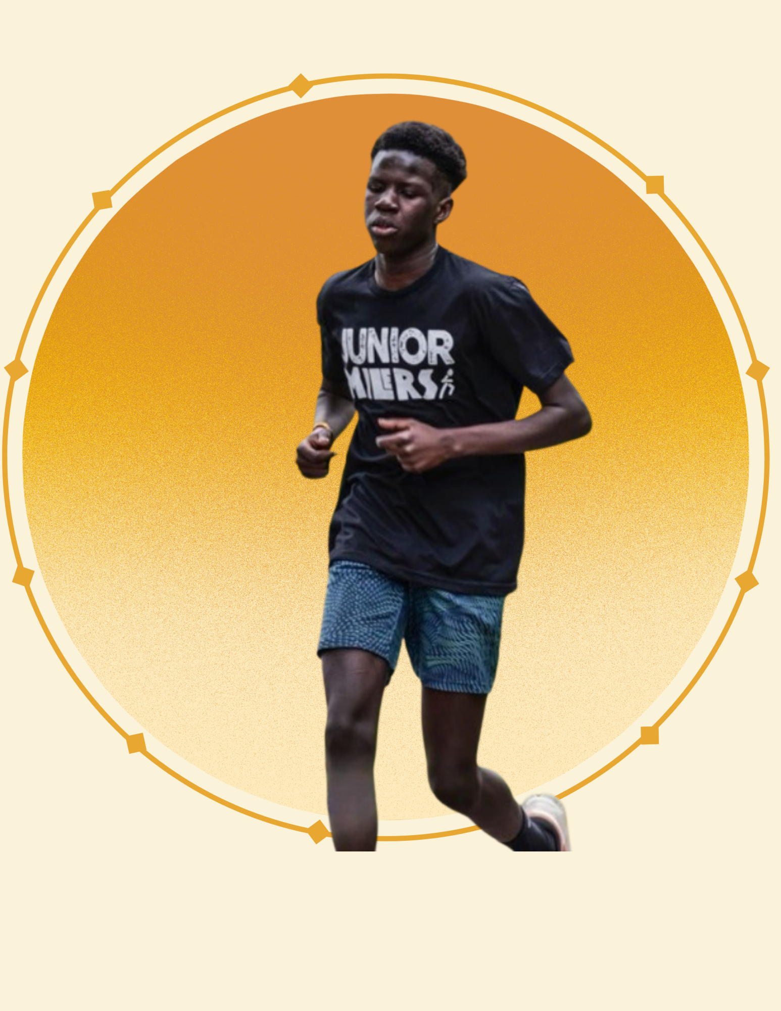Eljack Menjwak at Junior Milers Marathon in spring of 2026.